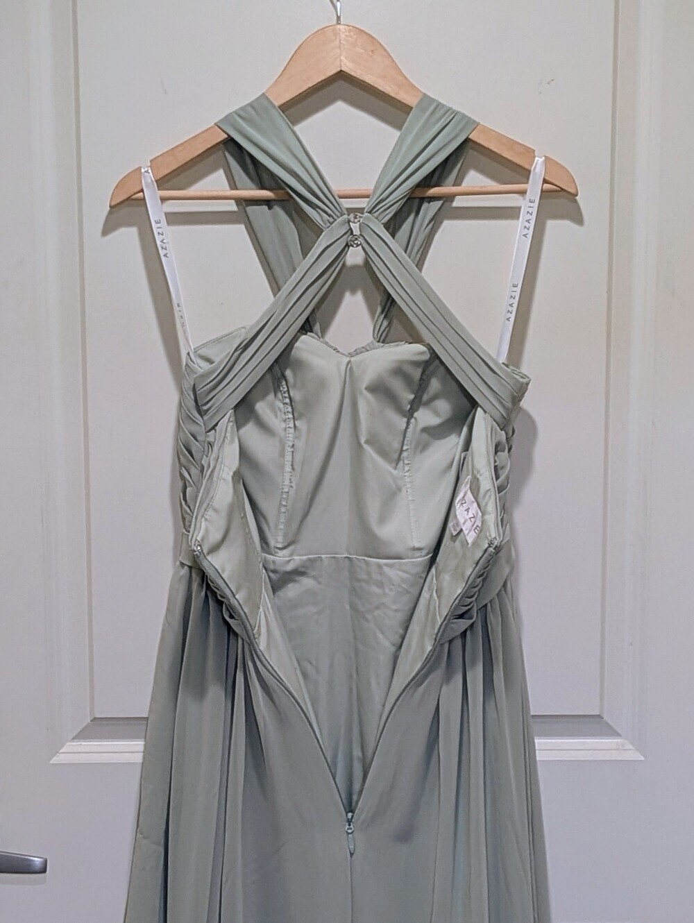 EUC Azazie 2 Agave Pale Green Hillian Bridesmaid Formal Dress - Picture 7 of 9